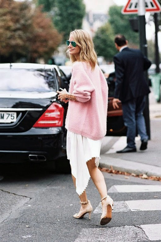 Le-Fashion-Blog-Street-Style-Holli-Rogers-Pink-Sweater-Asymmetrical-Skirt-Via-Vanessa-Jackman