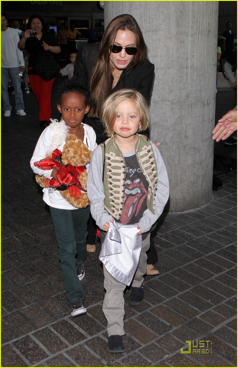 Angelina Jolie and Daughters at LAX